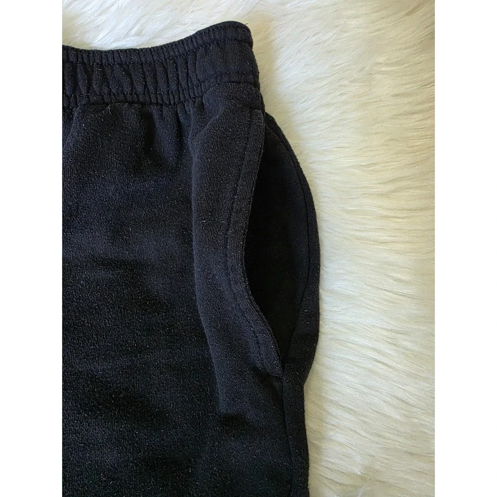 Reebok Boys XXL 18 Black Athletic Sweat Shorts Green Logo Elastic Waist